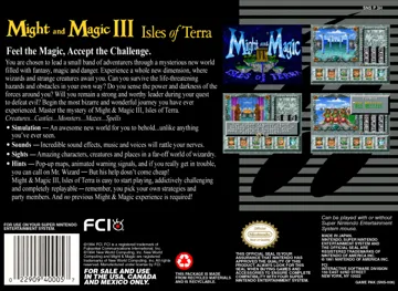 Might and Magic III - Isles of Terra (USA) (Beta) box cover back